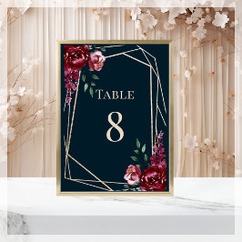 Numeração De Mesa Azul Marinho | Casamento Floral de Borgonha