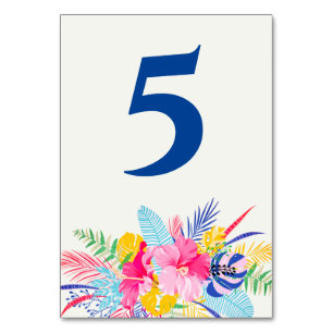 Numeração De Mesa Azul Marinho Rosa Selvagem Floresta Tropical Everg