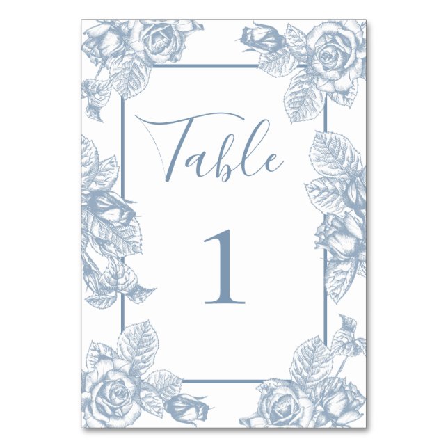 Numeração De Mesa Azul Poeirento Floral (Frente)