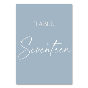 Numeração De Mesa Azul poeirento minimalista elegante Dezessete