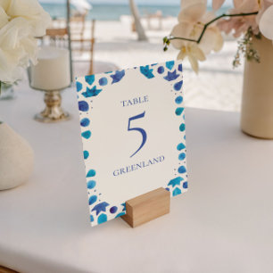 Numeração De Mesa Azulejo Azul Aguamarinha Mediterrâneo Casamento