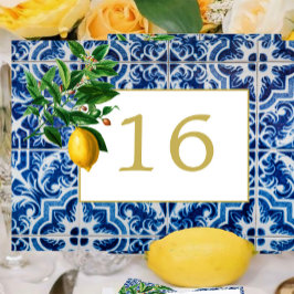 Numeração De Mesa Azulejo Lemon Tuscan Casamento Branco Azul