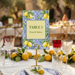 Numeração De Mesa Azulejo Siciliano e Casamento de Limão