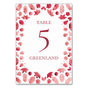 Numeração De Mesa Azulejo Vermelho Bohemian Watercolor