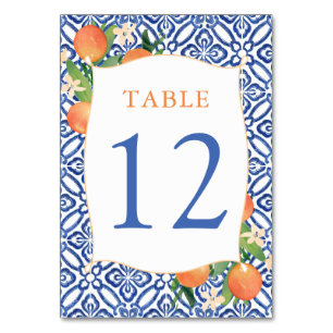Numeração De Mesa Azulejos Azuis Antiquados de Positano Citrus Casam