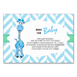 Numeração De Mesa Baby Blue Giraffe Baby Boy Chá | Traga um livro
