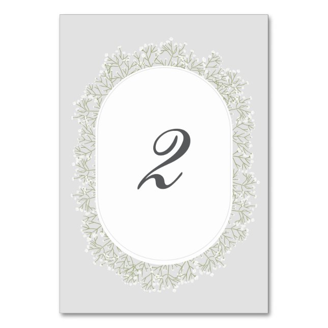 Numeração De Mesa Baby's Breath Monogram Gypsophila Floral Wedding (Frente)