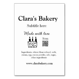 Numeração De Mesa Bagaço de padaria adiciona ingredientes feitos com