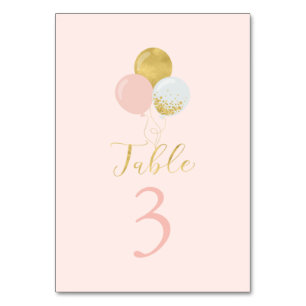 Numeração De Mesa Balões Rosa e Dourado Aniversário de 1ª Menina