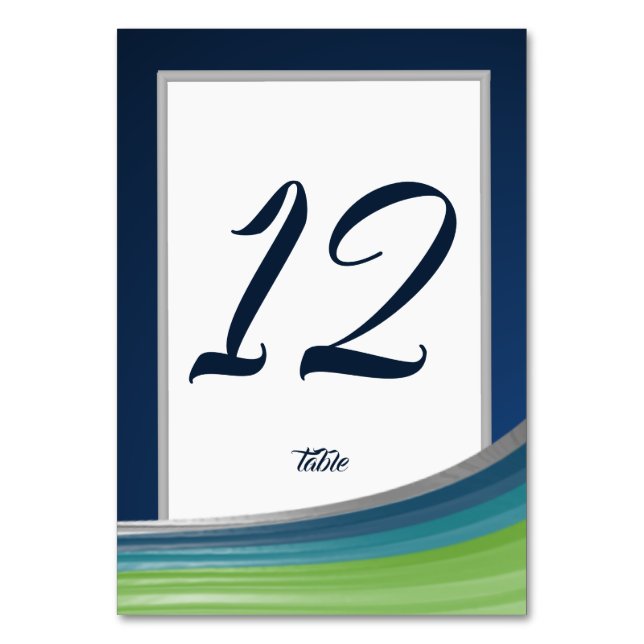 Numeração De Mesa Bar de onda azul e verde Mitzvah (Frente)