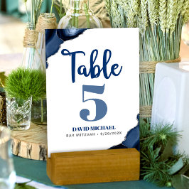 Numeração De Mesa Bar Mitzvah Bold Marinho Moderno Blue Agate Script