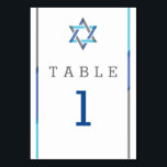 Numeração De Mesa Bar moderno Mitzvah Design - Teal e Preto<br><div class="desc">Simples,  moderno e legal Bar Mitzvah convites com estrelas de David design com sotaque preto e cinza. Personalize on-line com seus números de tabela ou outros detalhes do Bar Mitzvah</div>