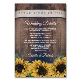 Numeração De Mesa Barrel Vintage Sunflower Enclosure Cards