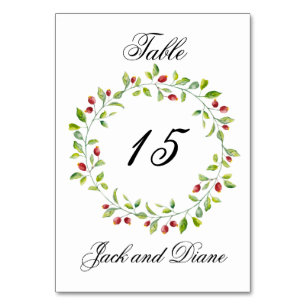 Numeração De Mesa Barries cor-de-rosa e Mesas de folhagem verde