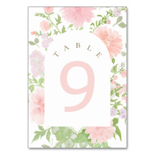 Numeração De Mesa Batismo aquarela flores rosa
