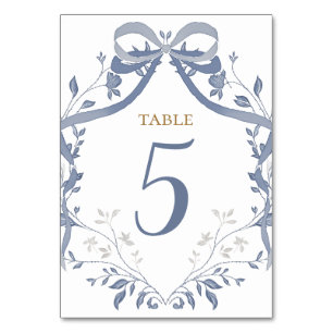 Numeração De Mesa Batismo laço azul elegante