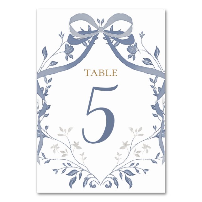 Numeração De Mesa Batismo laço azul elegante (Frente)