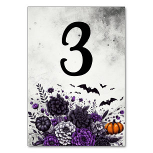 Numeração De Mesa Bats and Flowers Quadro Número 3