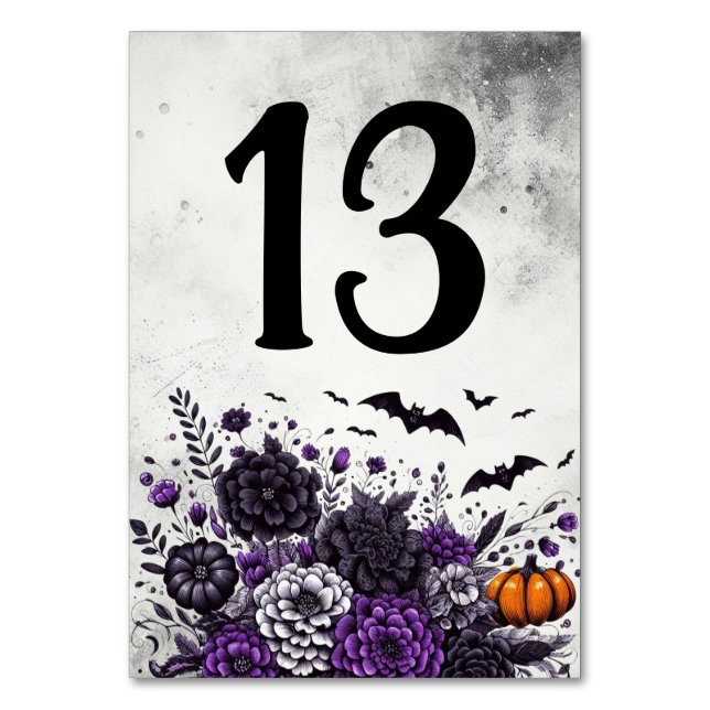 Numeração De Mesa Bats e Flores Mesa Número 13 (Frente)