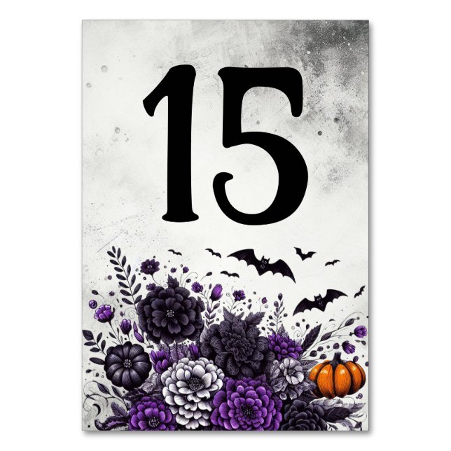 Numeração De Mesa Bats e Flores Mesa Número 15 (Frente)
