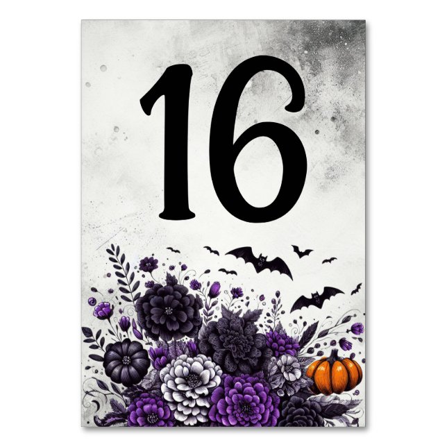 Numeração De Mesa Bats e Flores Mesa Número 16 (Frente)