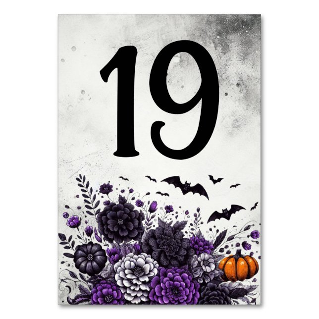 Numeração De Mesa Bats e Flores Mesa Número 19 (Frente)