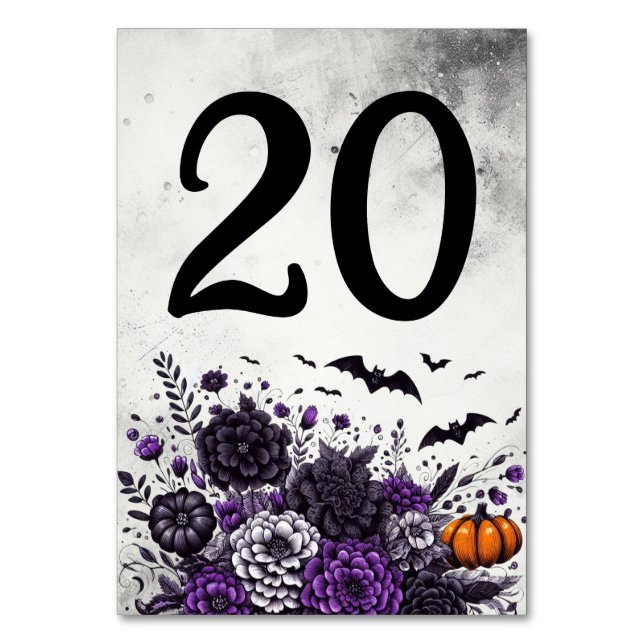 Numeração De Mesa Bats e Flores Mesa Número 20 (Frente)