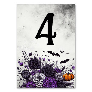 Numeração De Mesa Bats e Flores Mesa Número 4