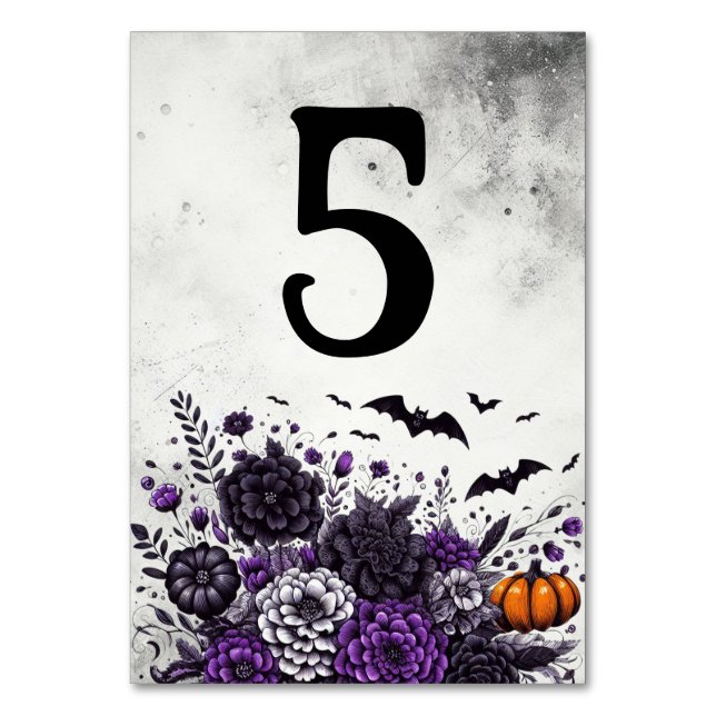 Numeração De Mesa Bats e Flores Mesa Número 5 (Frente)
