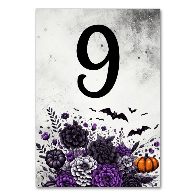 Numeração De Mesa Bats e Flores Tabela Número 9 (Frente)