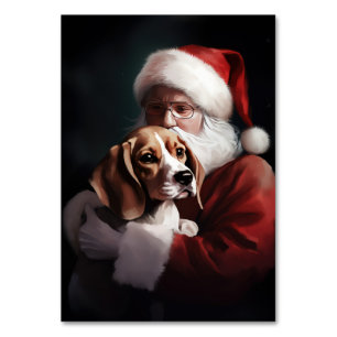 Numeração De Mesa Beagle com Papai Noel Natal Festivo