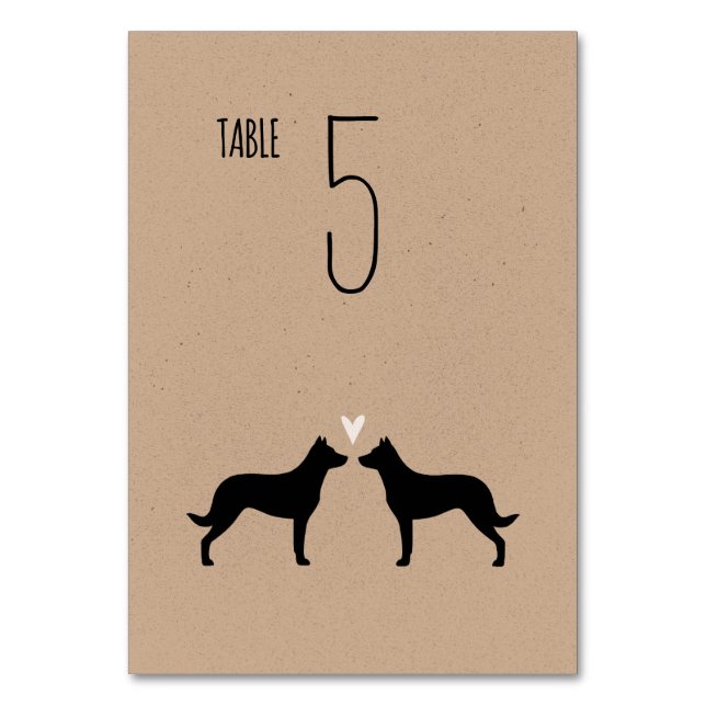 Numeração De Mesa Beauceron Dog Silhouettes Recepção de casamento (Verso)