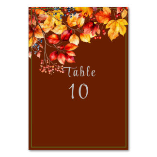 Numeração De Mesa Beautiful Fall Leaves and Berries Autumn Wedding