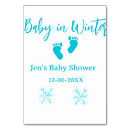 Numeração De Mesa Bebê no inverno chá de fraldas pés de bebê azul fl