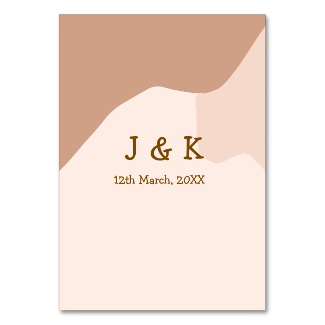 Numeração De Mesa Beige boho curvado nome do casamento laranja (Frente)