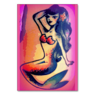 Numeração De Mesa beleza da sereia de cabelos escuros