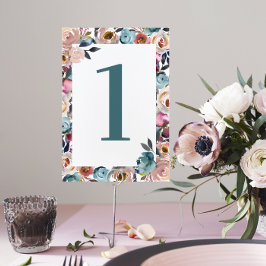 Numeração De Mesa Belo Casamento de Blooms Floral Primavera Watercol