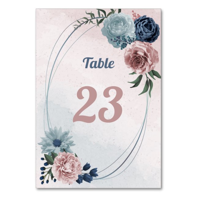 Numeração De Mesa belo verde-floral azul-rosa (Frente)