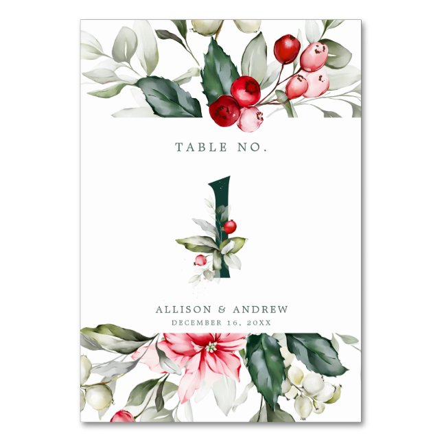 Numeração De Mesa Berry de inverno nº 1 (Frente)