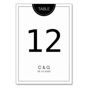 Numeração De Mesa Black and white modern minimalist table number