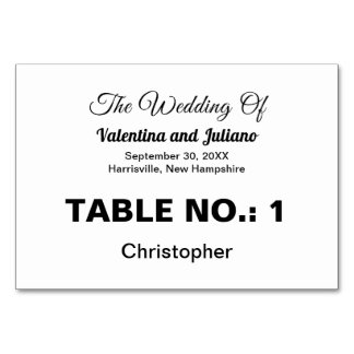 Numeração De Mesa Black and White Typography Wedding Table Number