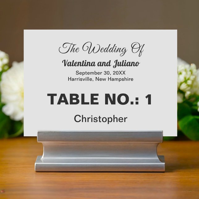 Numeração De Mesa Black and White Wedding Table Number (Typography style black and white wedding table number)