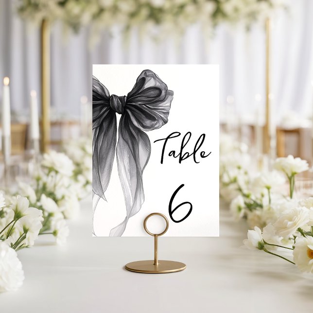 Numeração De Mesa Black Bow Coquette Themed Wedding Table Number (Criador carregado)