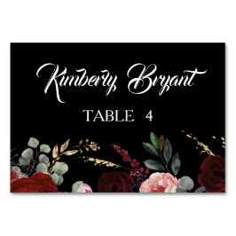 Numeração De Mesa Black Burgundy Red Floral Nomes Individuais