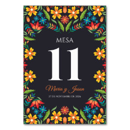 Numeração De Mesa Black Floral Colorful Botanical Spanish Wedding