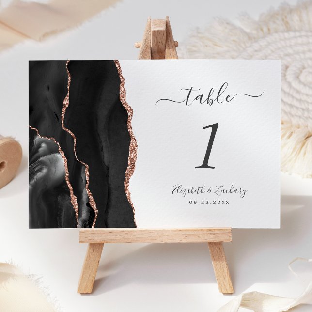 Numeração De Mesa Black Rose Gold Ágata Casamento (Criador carregado)
