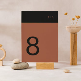 Numeração De Mesa Black Terracotta Stripe Moderno Premium Elegante