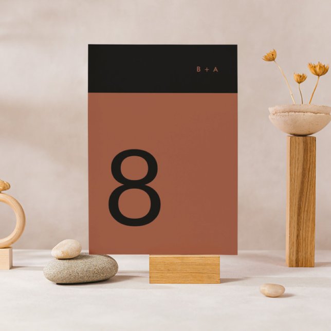 Numeração De Mesa Black Terracotta Stripe Moderno Premium Elegante (Criador carregado)