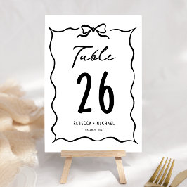 Numeração De Mesa Black & White Hand Drawn Bow Wedding