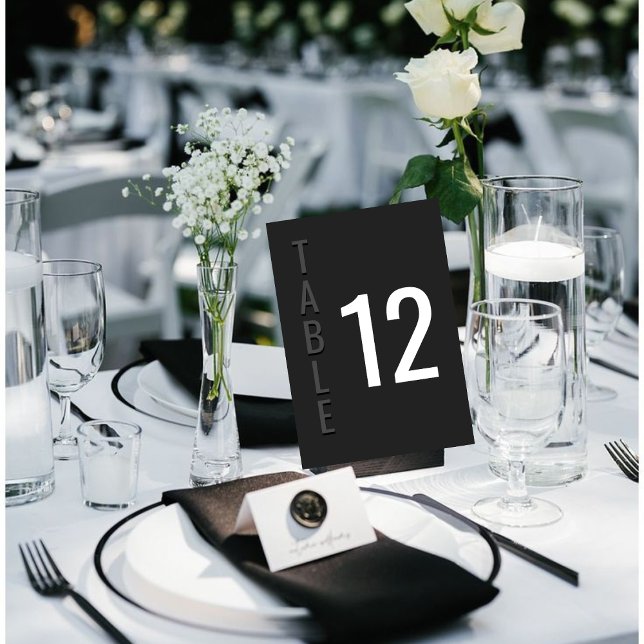 Numeração De Mesa Blackout Minimalist Modern Wedding Table Card (Criador carregado)